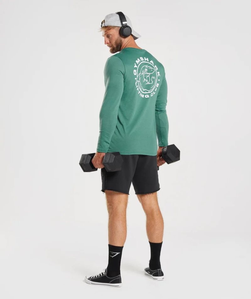 Men's Gymshark Legacy Long Sleeve T-Shirts Green | CA 6D5A13